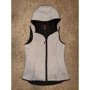 Gerry Womens Full Zip Hooded Scuba Vest Gray Sleeveless Jacket Size Medium